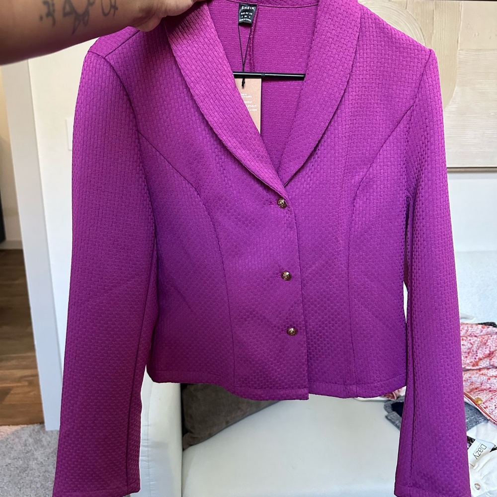 Purple Tailored Blazer with Structured Shape
